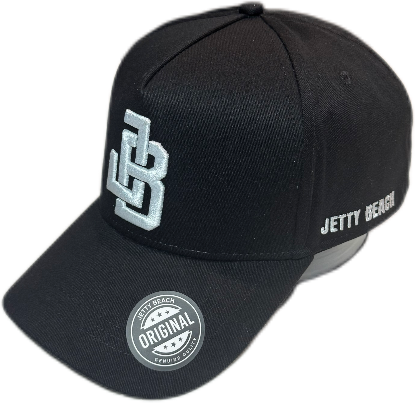 Jetty Beach Original White on Black A-Frame Snapback